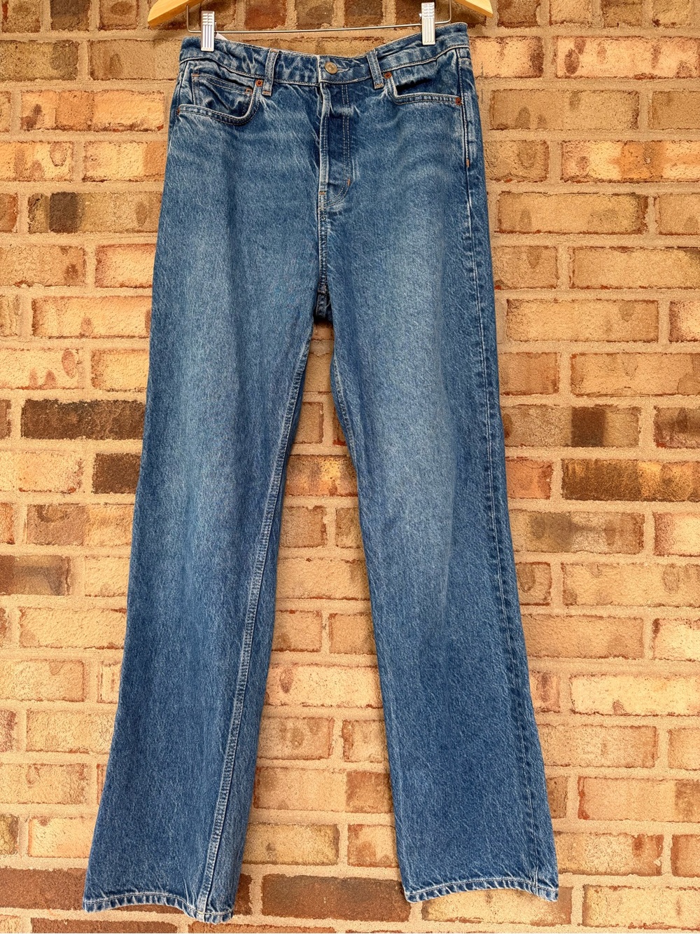 Reformation Straight-Leg Jeans in Medium Blue Denim